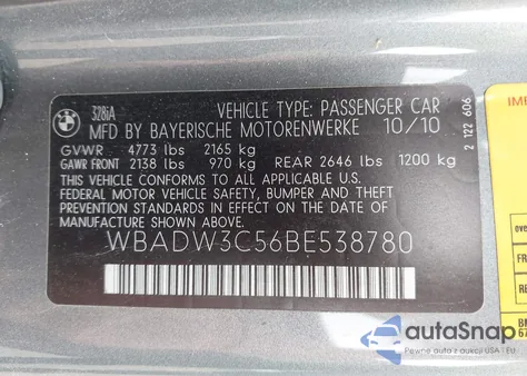 2011 BMW 328I from USA, damaged, VIN WBADW3C56BE538780